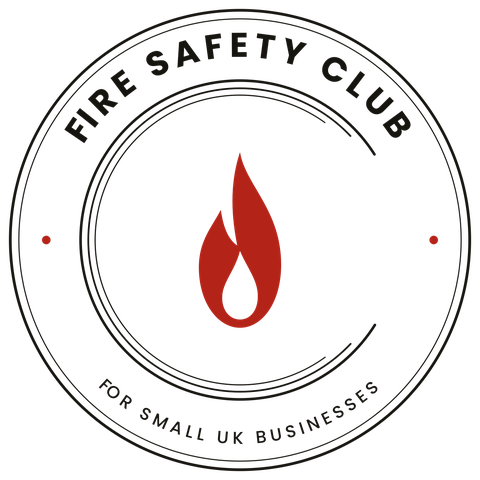 Fire Safety Club seal: a red flame inside a ring, with the words Fire Safety Club, for small UK businesses